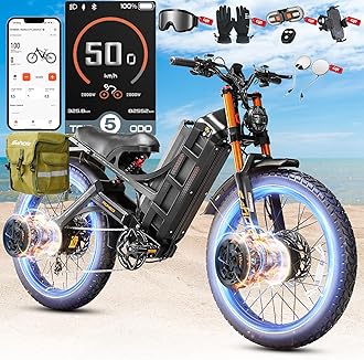 2026 eAhora Romeo Pro 3/2 50-46Mph Electric Bike for Adults 5600W/4000W Dual Motor Ebike 60V 80AH/52v 70Ah Battery 200-235Miles Long Range, 26*4.0" Fat Tire, Full Suspension, All Terrain, APP Control