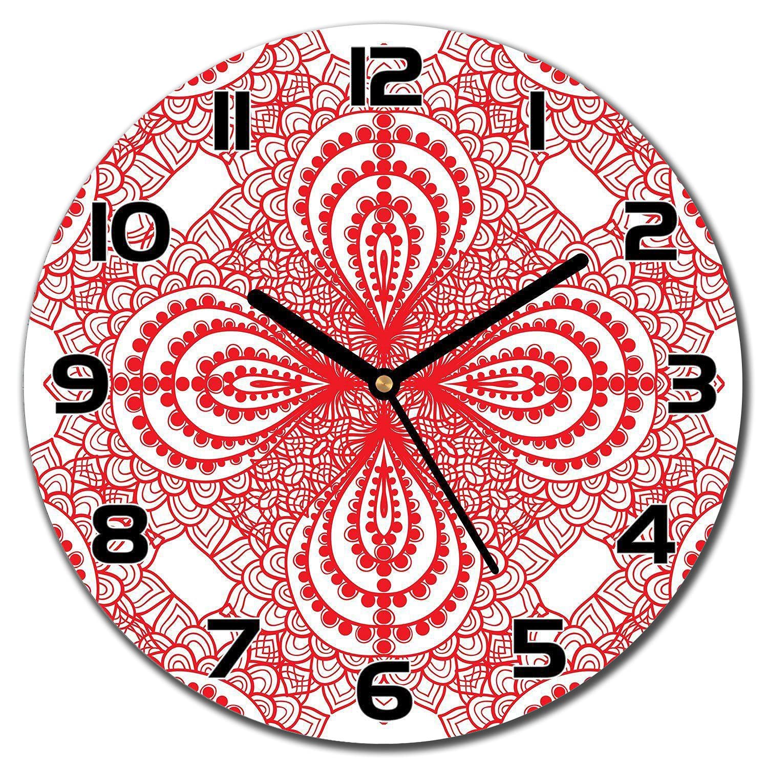 Horloge en verre murale 30 cm aiguilles noires pour décoration cuisine moderne