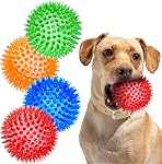 3.5” Large Dog Toys Ball, 6 Pack Squeaky Dog Toys, Durable Dog Toys for Aggressive Chewers, Spiky Dog Ball for Clean Teeth and Training, Fetch Toys for Large Dogs, Puppy Chew Toys for Teething