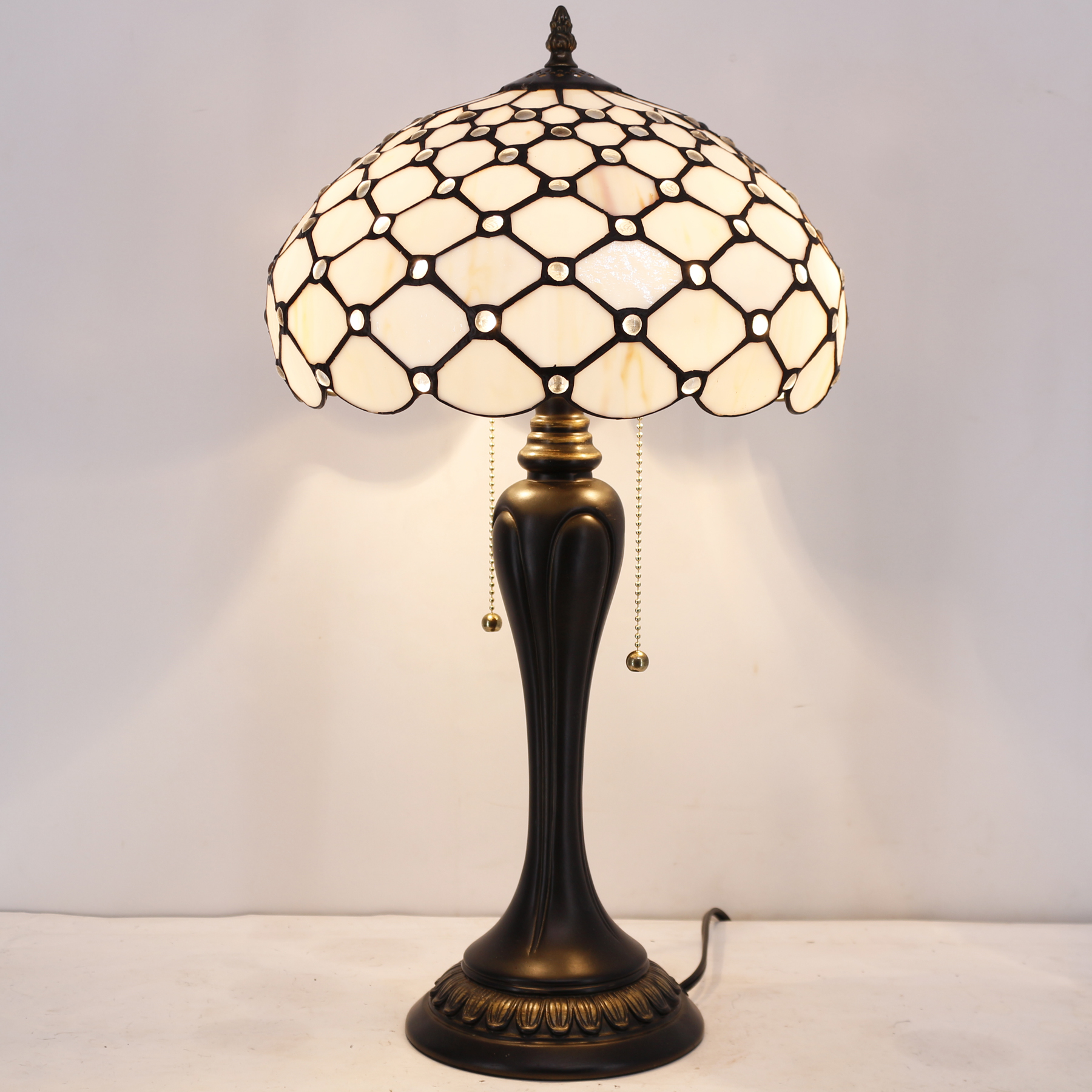 Image of WERFACTORY Tiffany Lamp 21 Inch Stained Glass Table Lamp Desk Reading Light