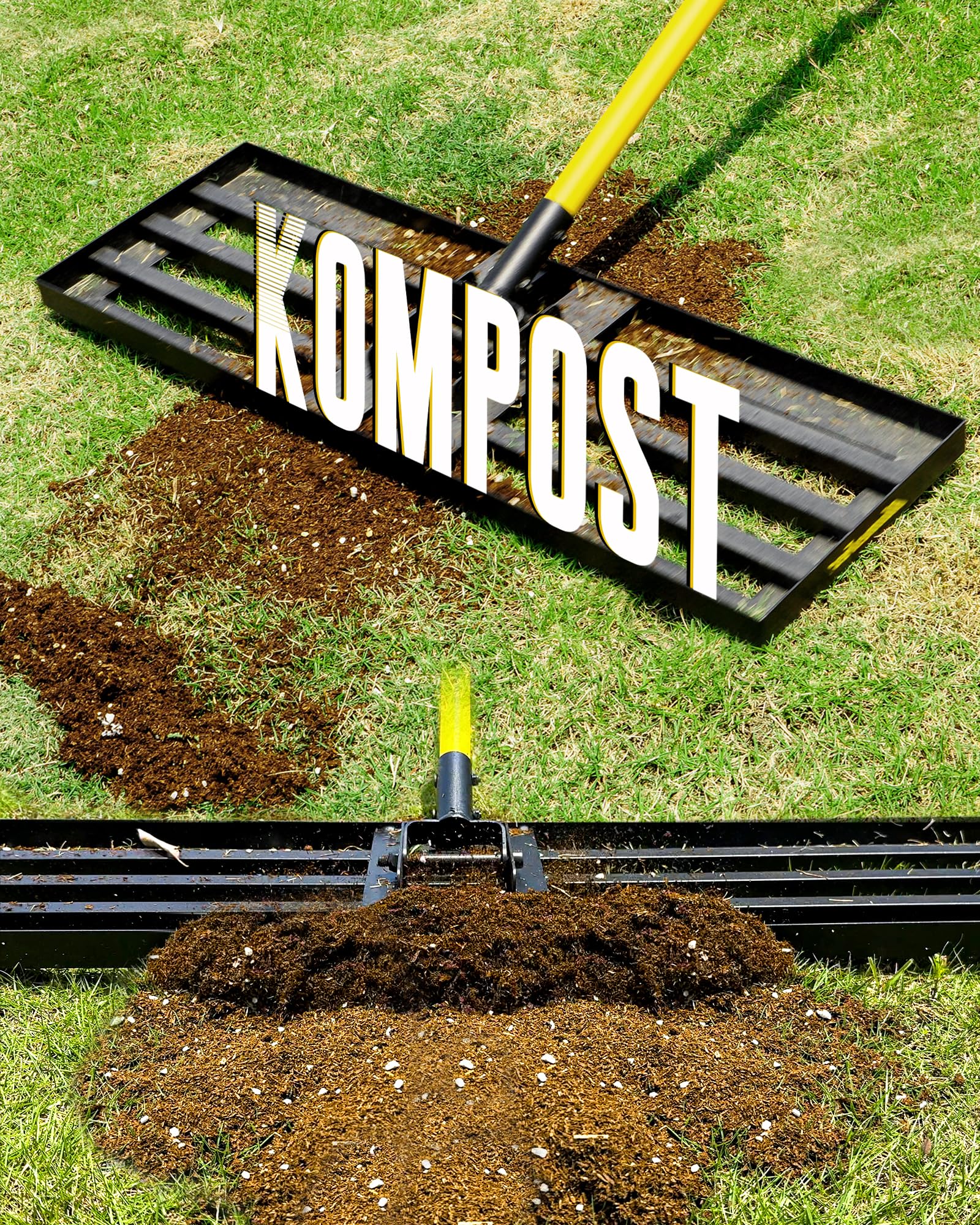 Rasen-Nivellierungsrechen 2,13m 76 x 25cm Stahlgriff Nivellierwerkzeug für Hof Garten Golfplatz