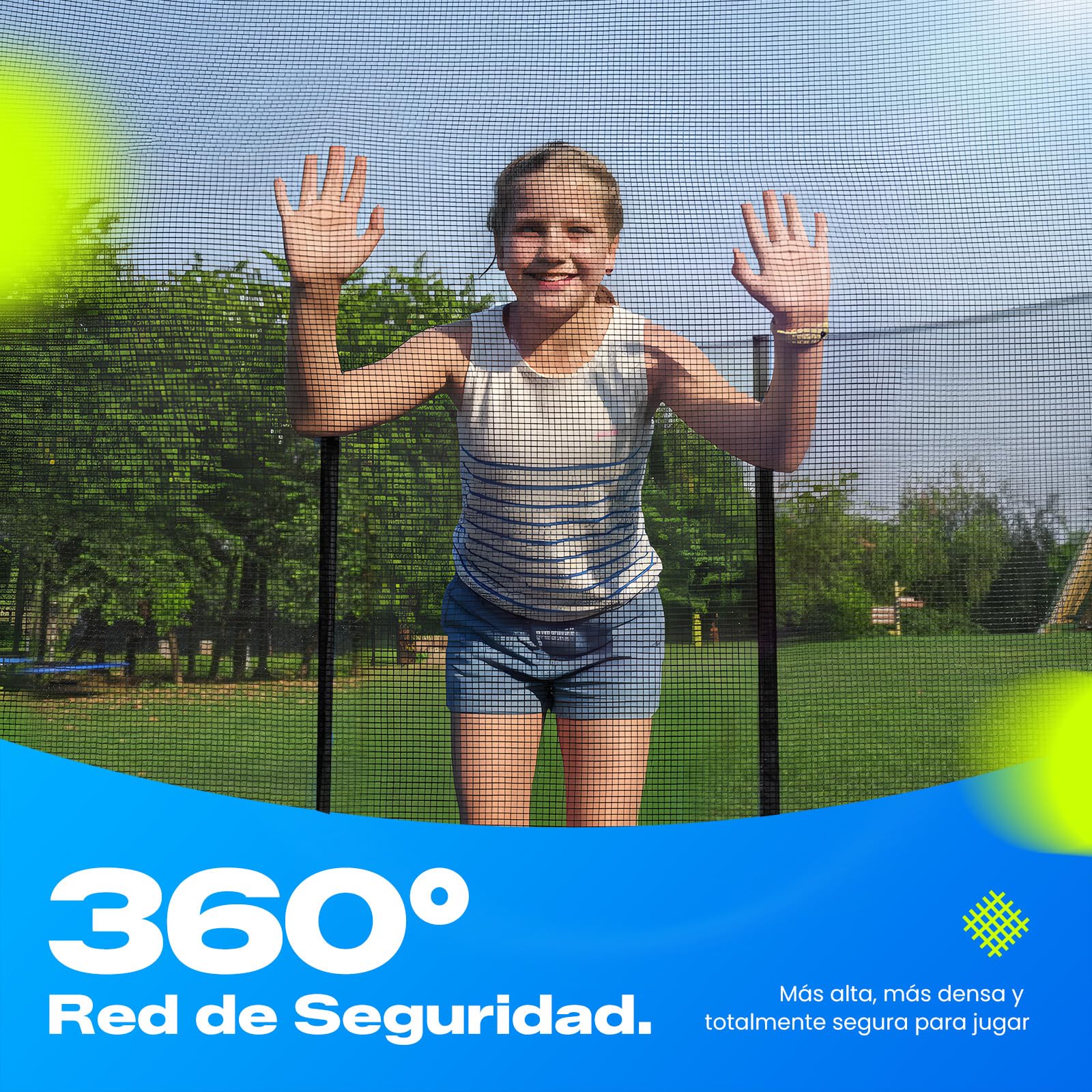 Zupapa Cama Elástica Resistente con Red de Seguridad y Escalera Antideslizante para Niños y Adultos, Diversión Familiar al Aire Libre en el Patio