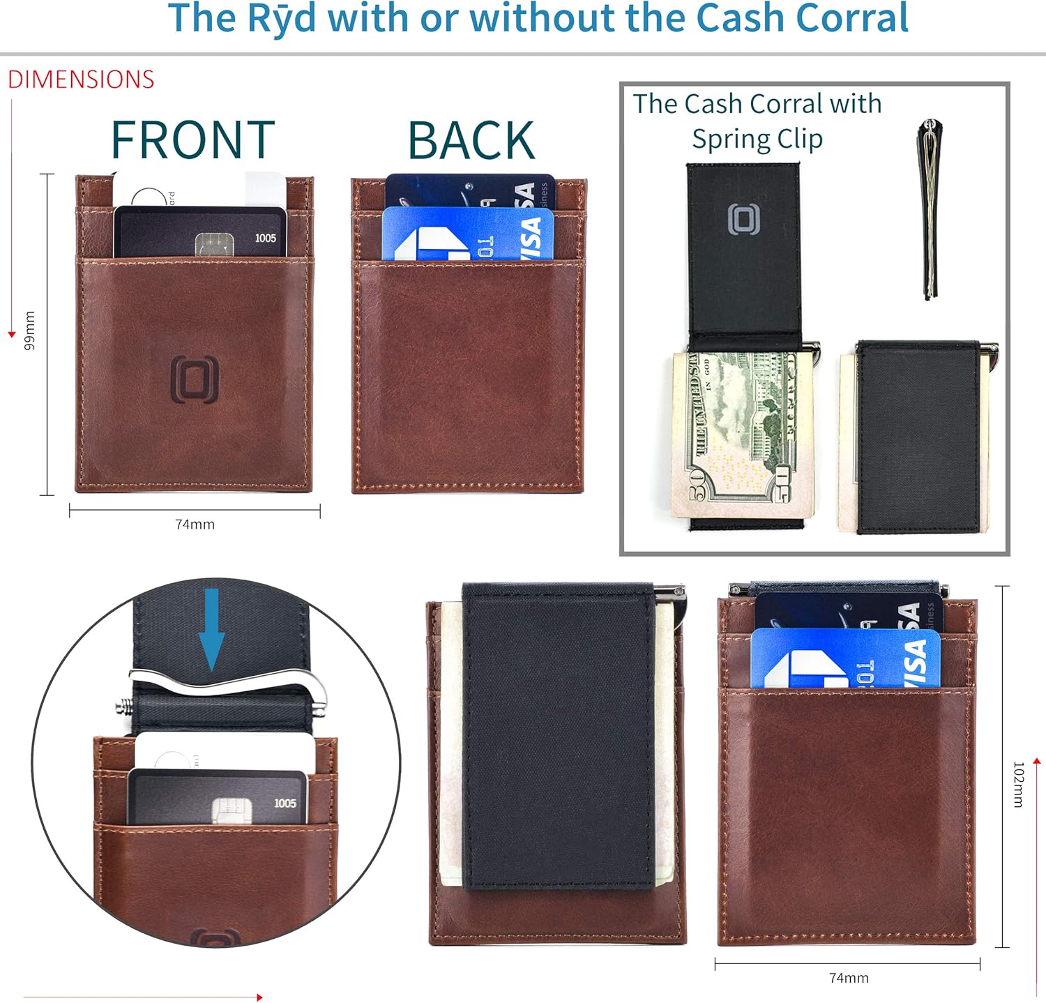 Dockem The Rȳd with Cash Corral Minimalist Modular Wallet, Genuine Leather - Image 3