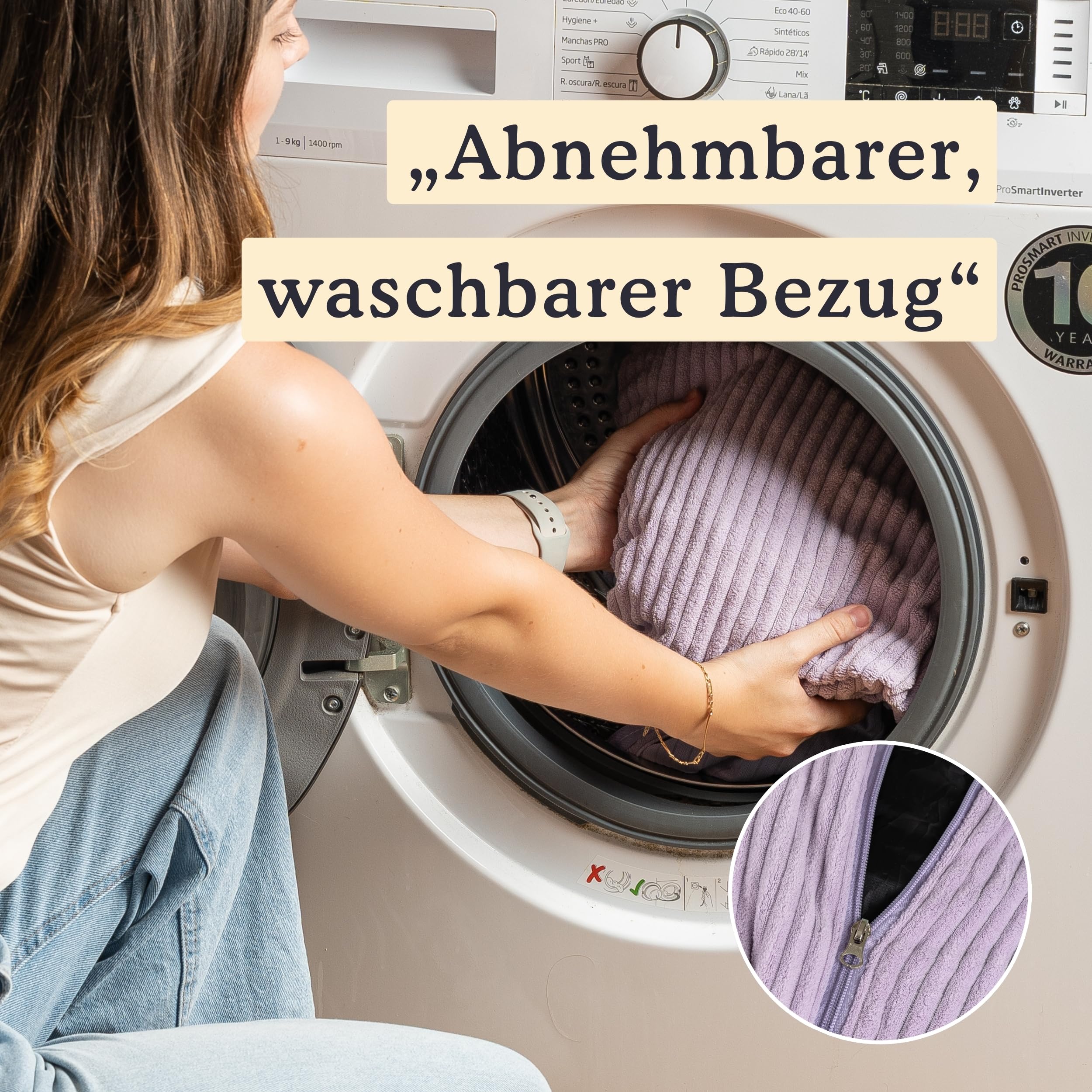 Sitzsack Cord Maschinenwaschbarer Bezug Gaming Sitzsack mit Schaumstoffflocken Füllung Beanbag 105x85 cm Lila Flieder
