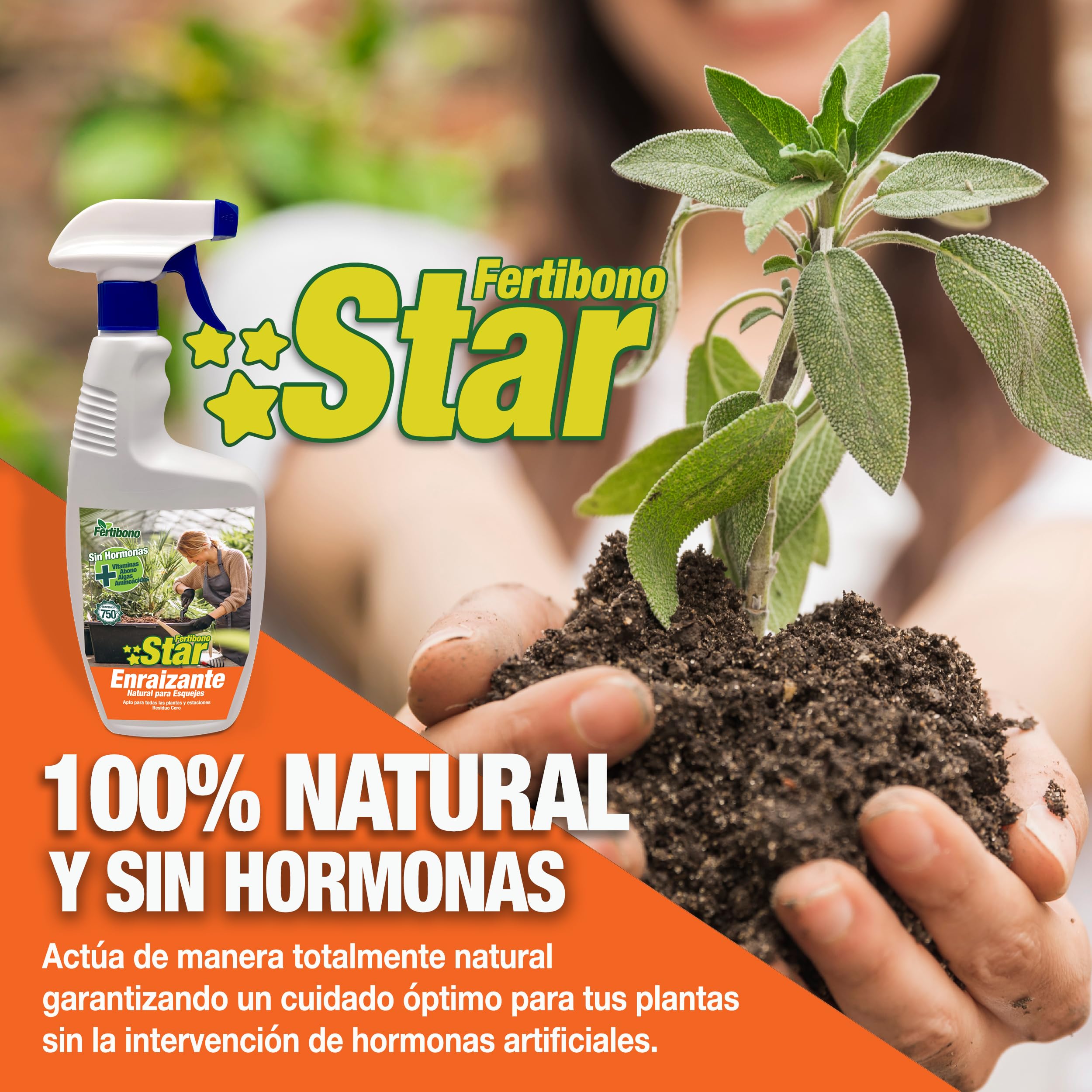 FERTIBONO STAR: Enraizante Orgánico para Plantas y Esquejes, (750ml), Crecimiento Rápido y Fuerte, Enriquecido con Abono, Vitaminas y Algas, Sin Hormonas – Residuo Cero.