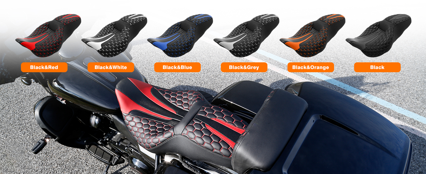 Amazon.com: C.C. RIDER Leather Rider Passenger Seat Red Hexagon