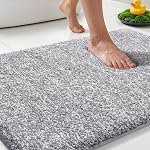 Yimobra Bathroom Rugs Non Slip Washable,Soft Absorbent Microfiber Bath Mat, Dual-Tone Decor Rug with Rubber Backing for Bathroom Floor,Tub and Shower,32x20, Home Essentials,Grey and White