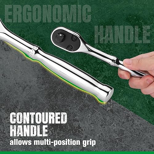 Miniatura 6 de SK TOOLS USA - Juego de trinquete de perfil bajo de 3 piezas, trinquete de 1/4 pulgada, 3/8 pulgadas y 1/2 pulgadas, 90 dientes, cabeza de lágrima