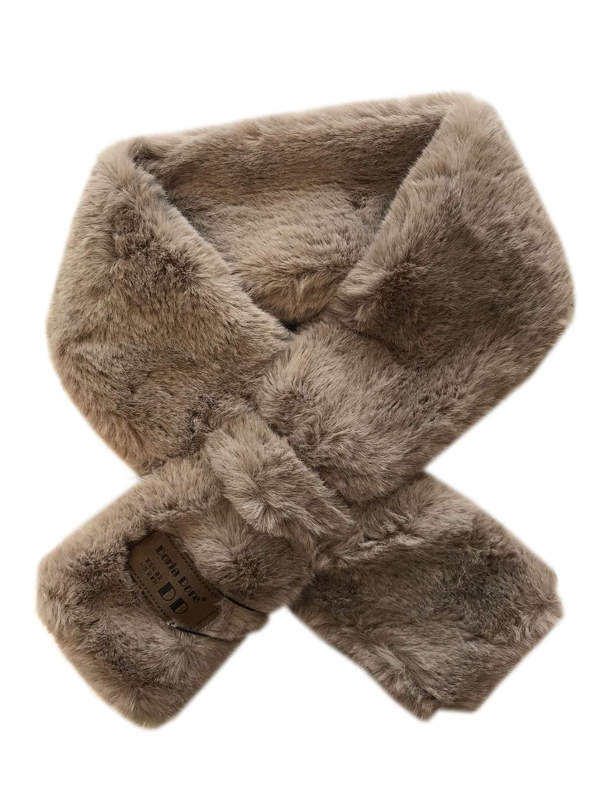 Doria Dore Really Rex Rabbit's Hair Scarf Woman Scarf Leather And Fur Spring And Autumn Winter Collar Solid Color Keep Warm (Brown)