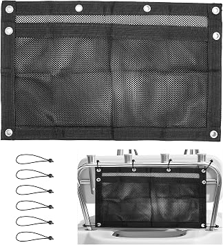 Upgrade Boat Storage Bag, Mesh Suspended Boat Seat Organizing Bag, Tackle & Life Jacket Boat Storage Organizer, Boat Storage Accessories for Boat/Truck SUV Travel Storage, 6 PCS Elastic Ring