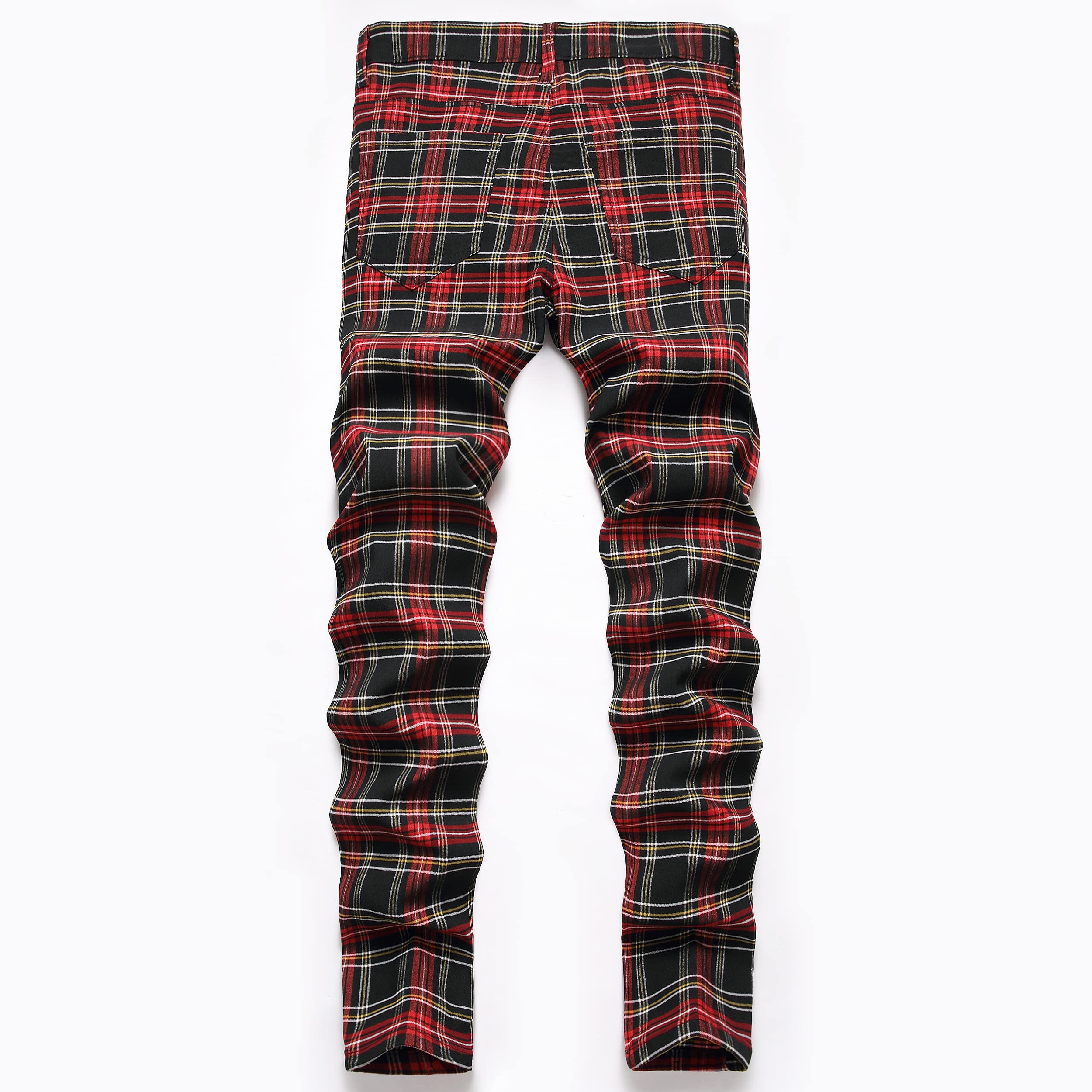 NOVOCCT Plaid Panst - Pantalones de Vestir Ajustados para Hombre, elásticos, Ajustados, Informales, de Negocios, Pantalones Chinos para Hombre