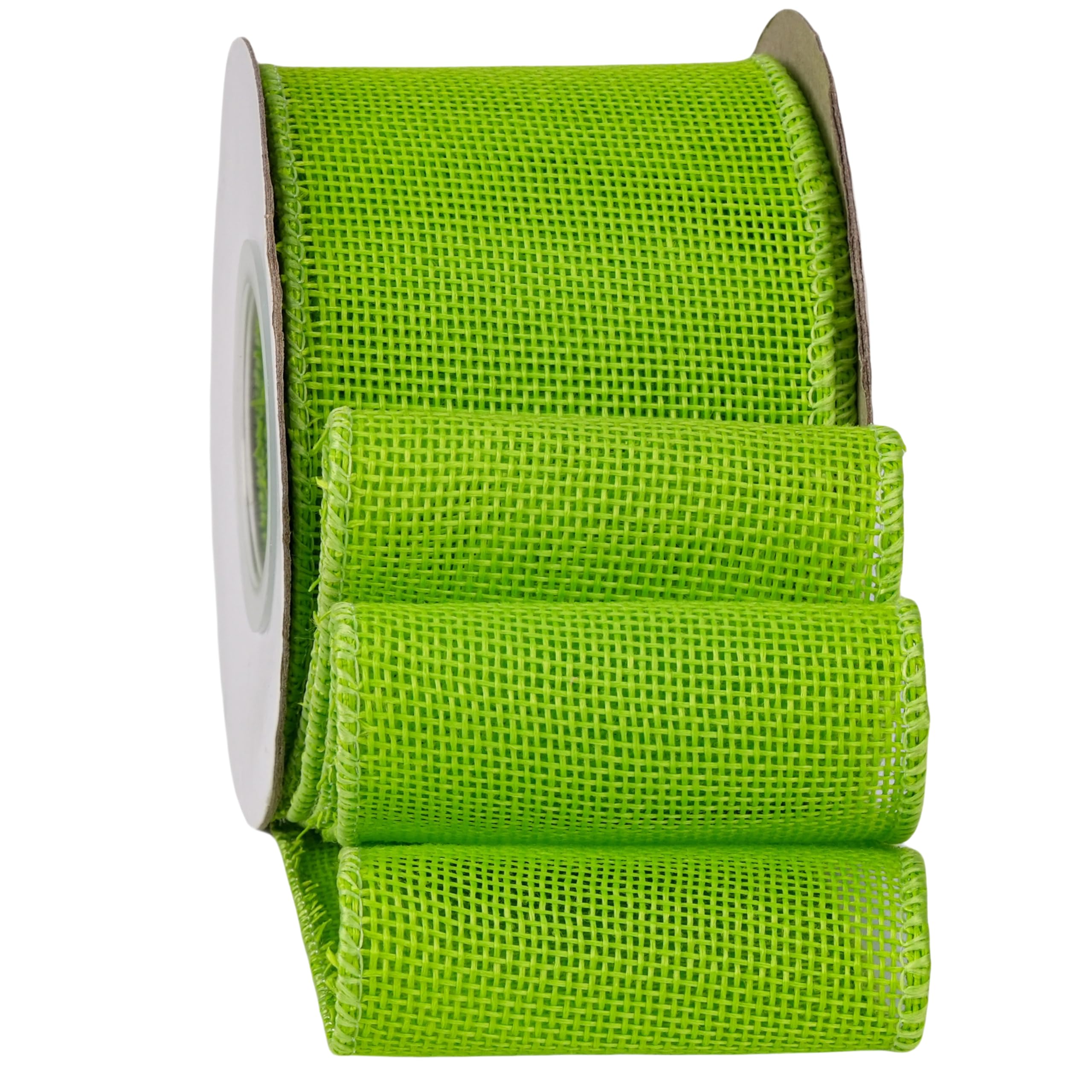 Apple Green Burlap Ribbon 2-1/2 Inch, Solid Ribbon with Wired Edge for St Patrick's Day Decoration, Big Bow, Outdoor Wreath, 10 Yards/Roll. — image 1