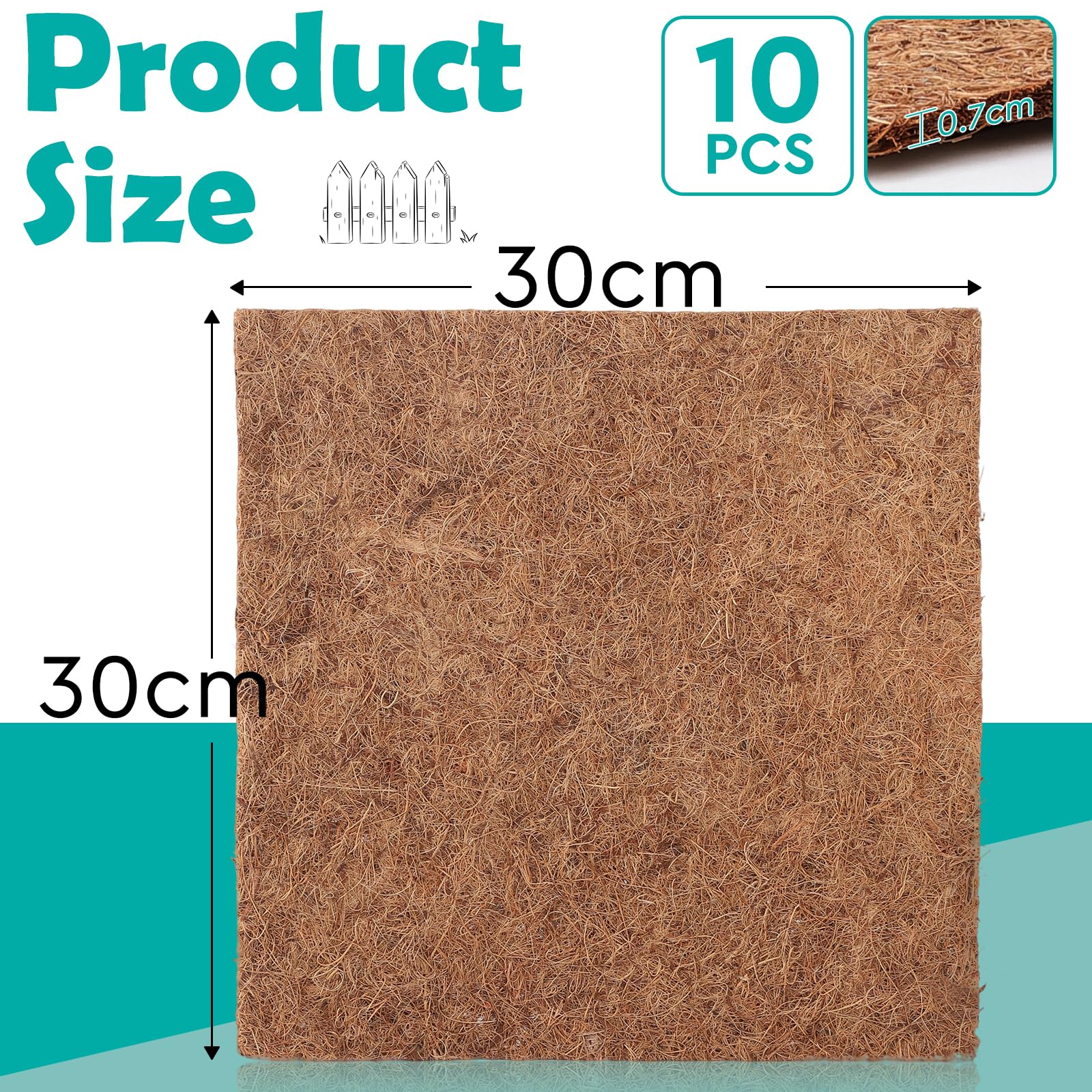 EFUTURETIME 10 x Cuscinetti per Nidificatori per Polli 30 cm x 30 cm in Fibra di Cocco Naturale, Tappetini Riutilizzabili per la Deposizione delle Uova o per il Riscaldamento