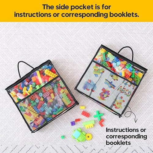 Miniatura 6 de 10 bolsas de almacenamiento de juguetes transparentes con cremallera con asa, organizador de almacenamiento de juguetes para niños con bolsillo de