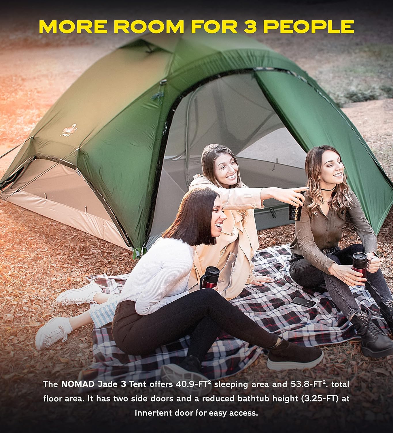 NOMAD Jade Lightweight Dome Tent with Freestanding Inner, Aluminum Poles for Hiking and Camping