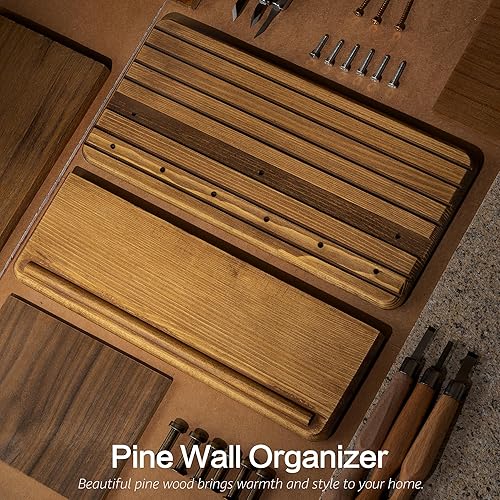 Miniatura 5 de Rebee Vision Soporte de pared para llaves de granja para decoración del hogar, soporte decorativo de madera de pino de 11 pulgadas para pared con 6