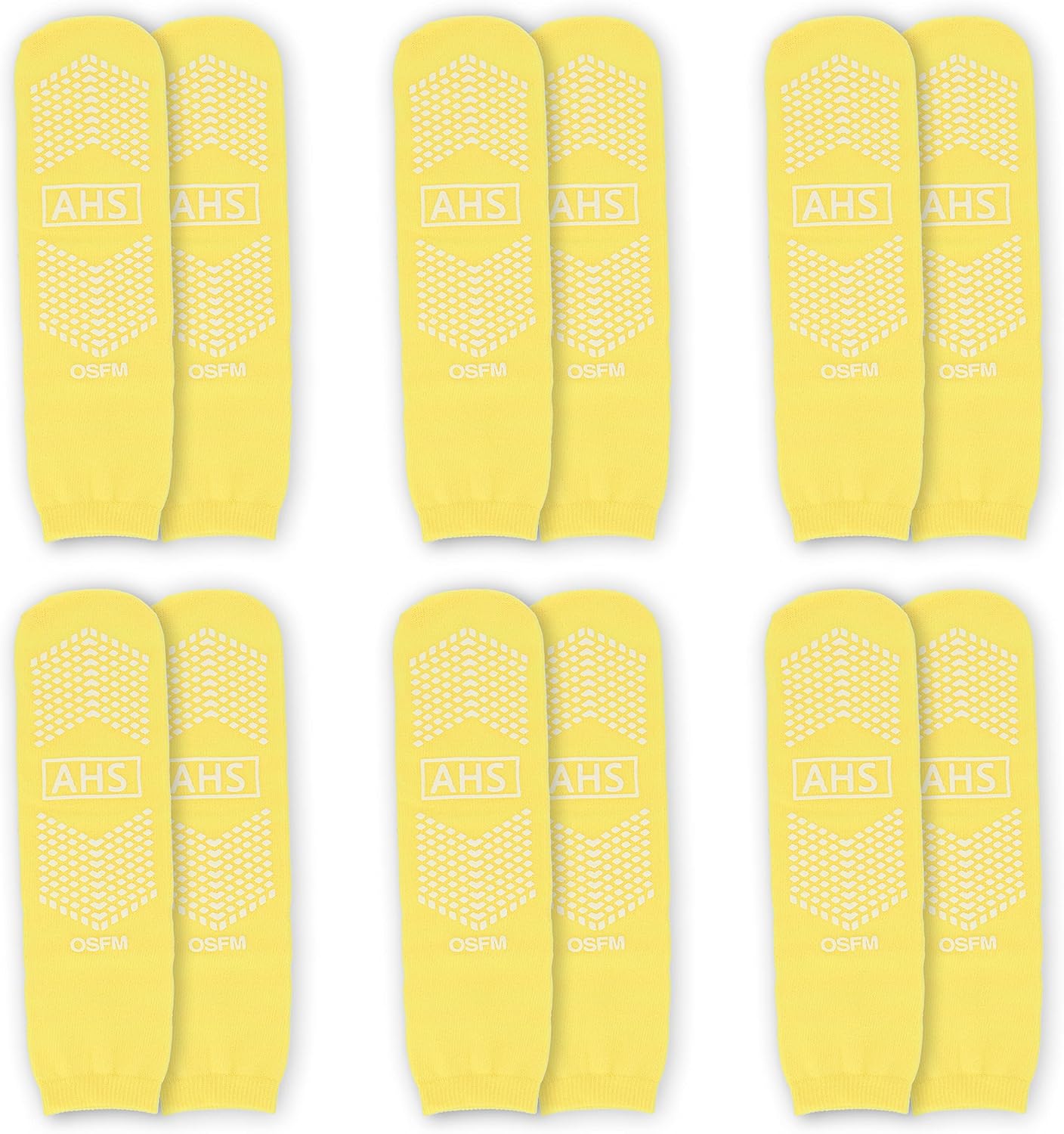 AMERICAN HOSPITAL SUPPLY Slipper Socks | Yellow One Size Fits Most Hospital Socks | Grip Socks with Elastic Cuff | Case of 48 Pairs