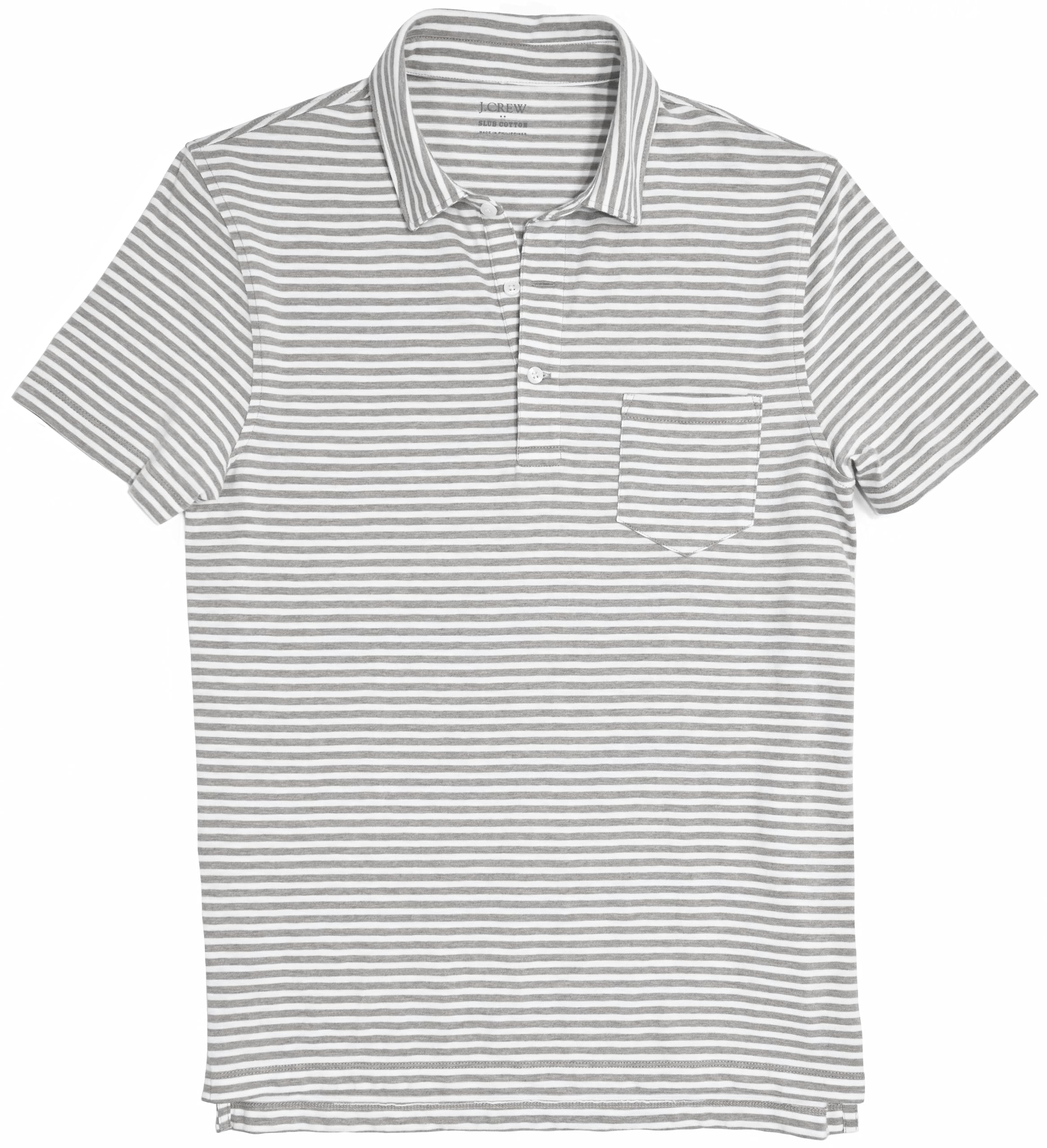 Men's Striped Slub-Cotton Pocket Polo Shirt