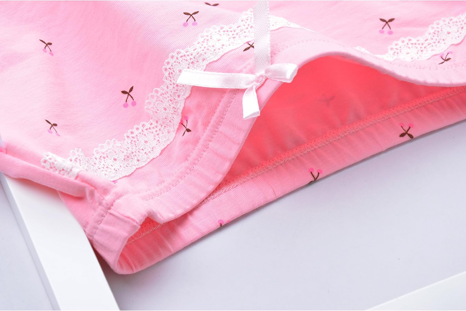 Feelingwear Toddler Girls' Lace Cotton Boyshort Underwear Cherry Pattern Princess Panties Bundle Assorted Briefs Pack of 4 Size M/4-6 Years - Image 9