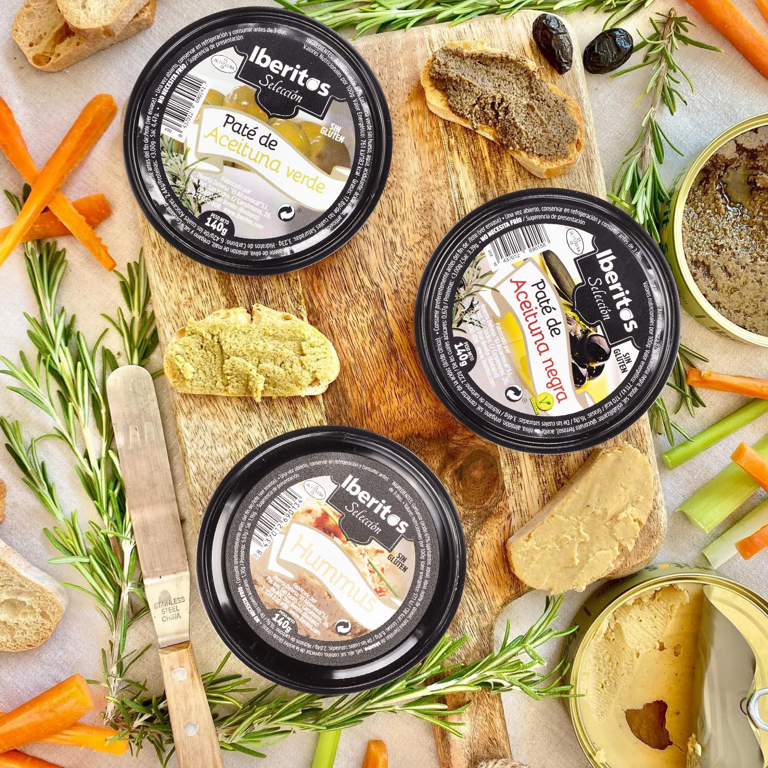 Iberitos - Paté de Aceituna Negra - 10 Latas x 140 gr