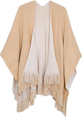 Urban CoCo Capa de poncho vintage de invierno para mujer con borlas abrigo cruzado