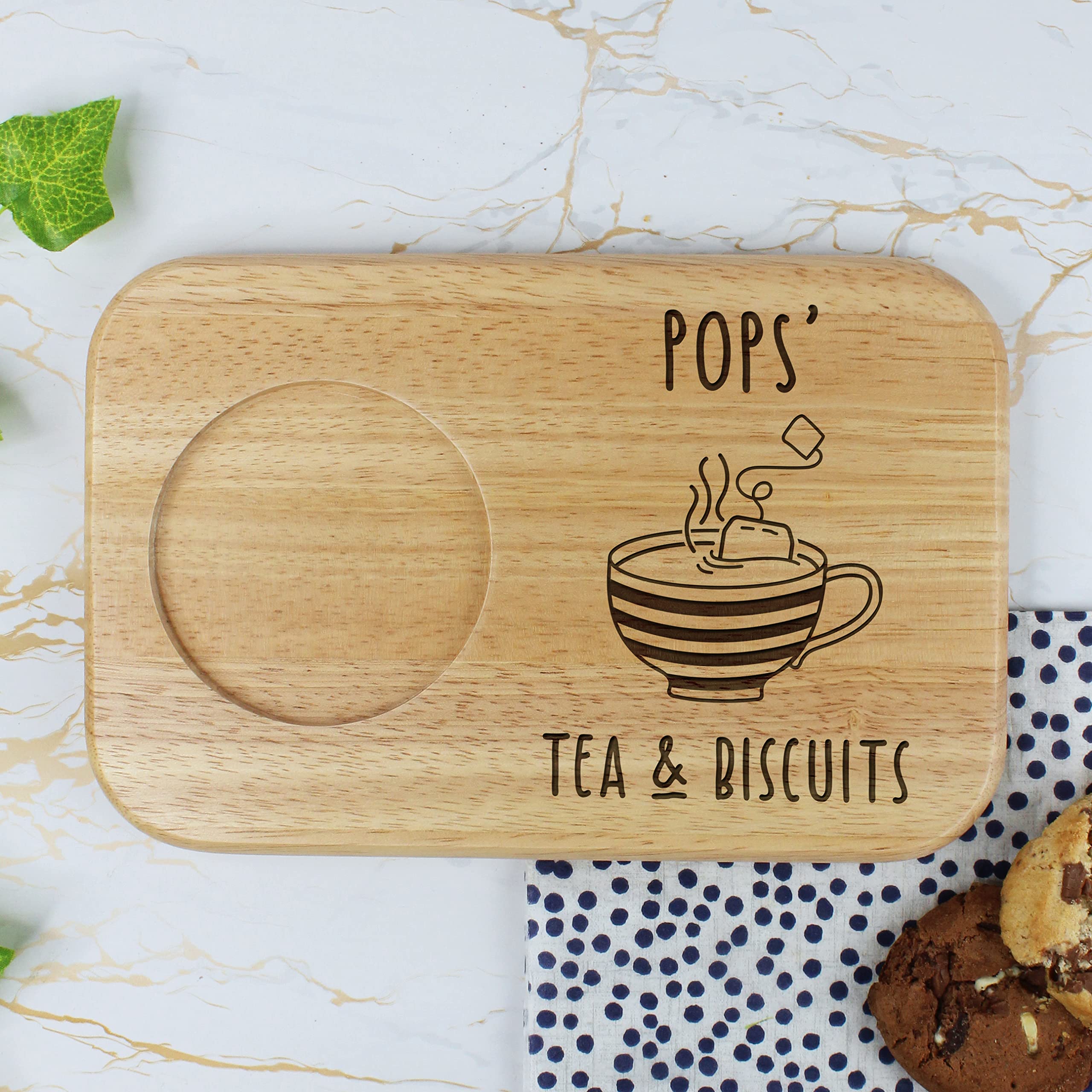 Ebuygb Pops ' Tea & Biscuits Board, Wooden Treat Board, Snack Tray, Father's Day, Birthday Gifts For