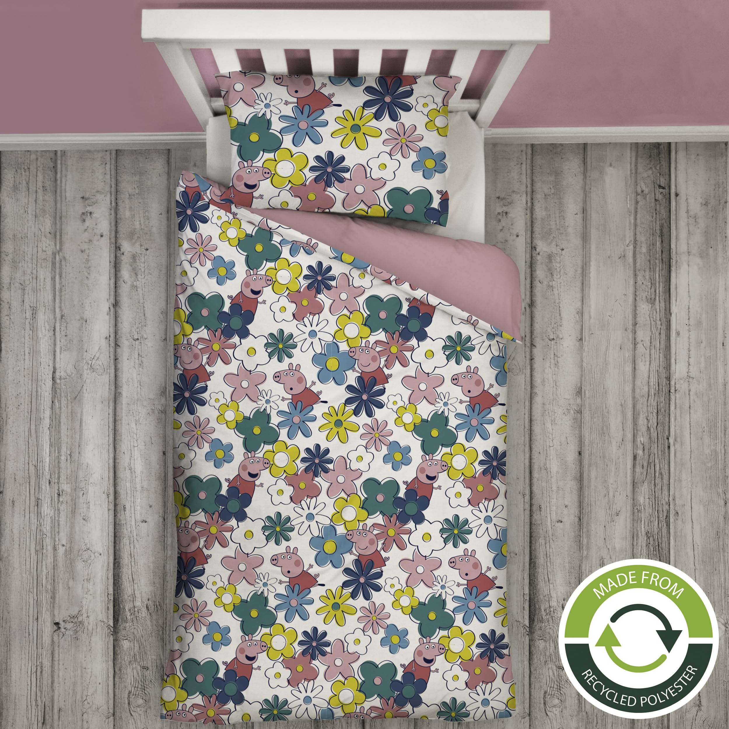 Parure De Lit Peppa Pig Réversible - Literie Enfant 1 Personne Avec Taie D' oreiller - Design Officiel Coloré Housse Peppa Pig