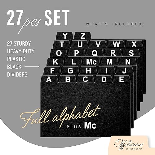 Miniatura 2 de 27 divisores de índice negros de 3 x 5 pulgadas, organizador grande de tarjetas de índice con separadores de archivos alfabéticos y guías de recetas