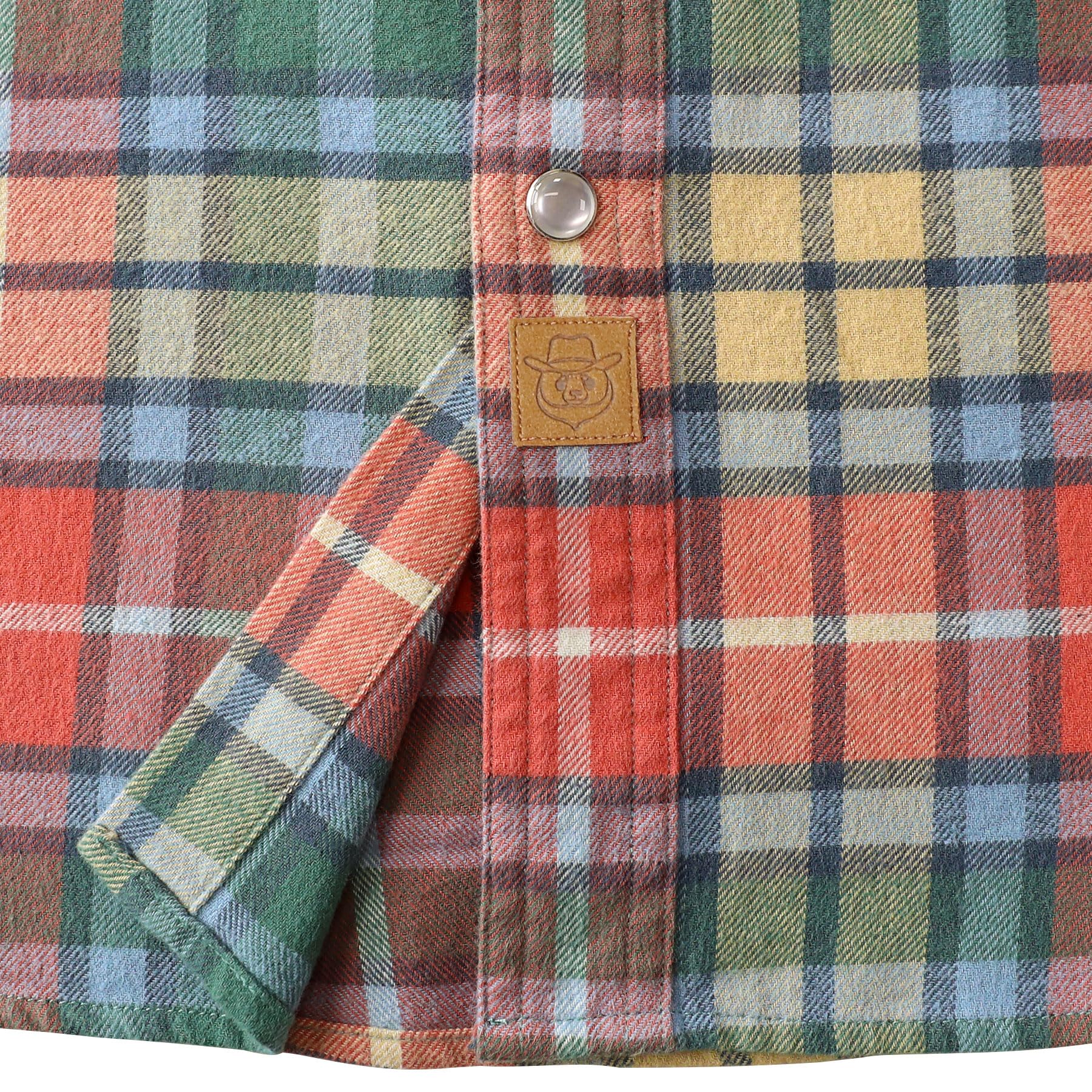 Dubinik® 6 oz Camicia Uomo Flanella Camicia Pile Cotone Western Cowboy Bottone di Perla Manica Lunga Pesante Quadri Vintage