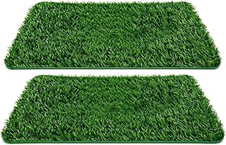 2 Stück Kunstrasen Hundeklo Balkon, 58,5 x 46 cm Hundetoilette Ersatzrasen Waschbar Welpentoilette Rasenteppich Welpen Rainingsunterlage Rasen Training Pee Pads für Kleine Hunde