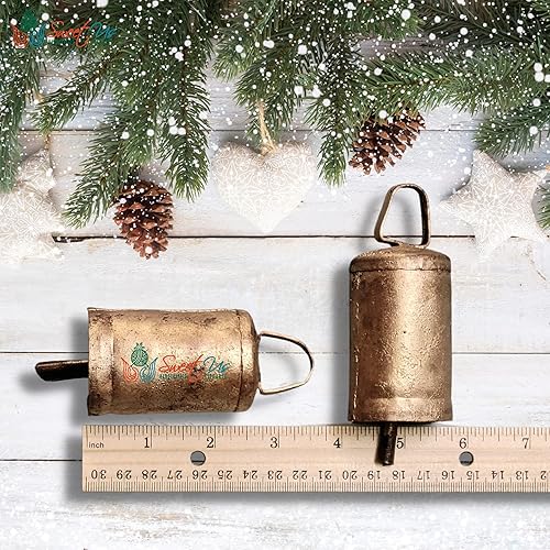 Miniatura 76 de Campanas de cascabel rústico vintage chic de ritmo musical de trineo polar, meditación, trabajo artesanal, recuerdos de fiesta, campanas de vaca