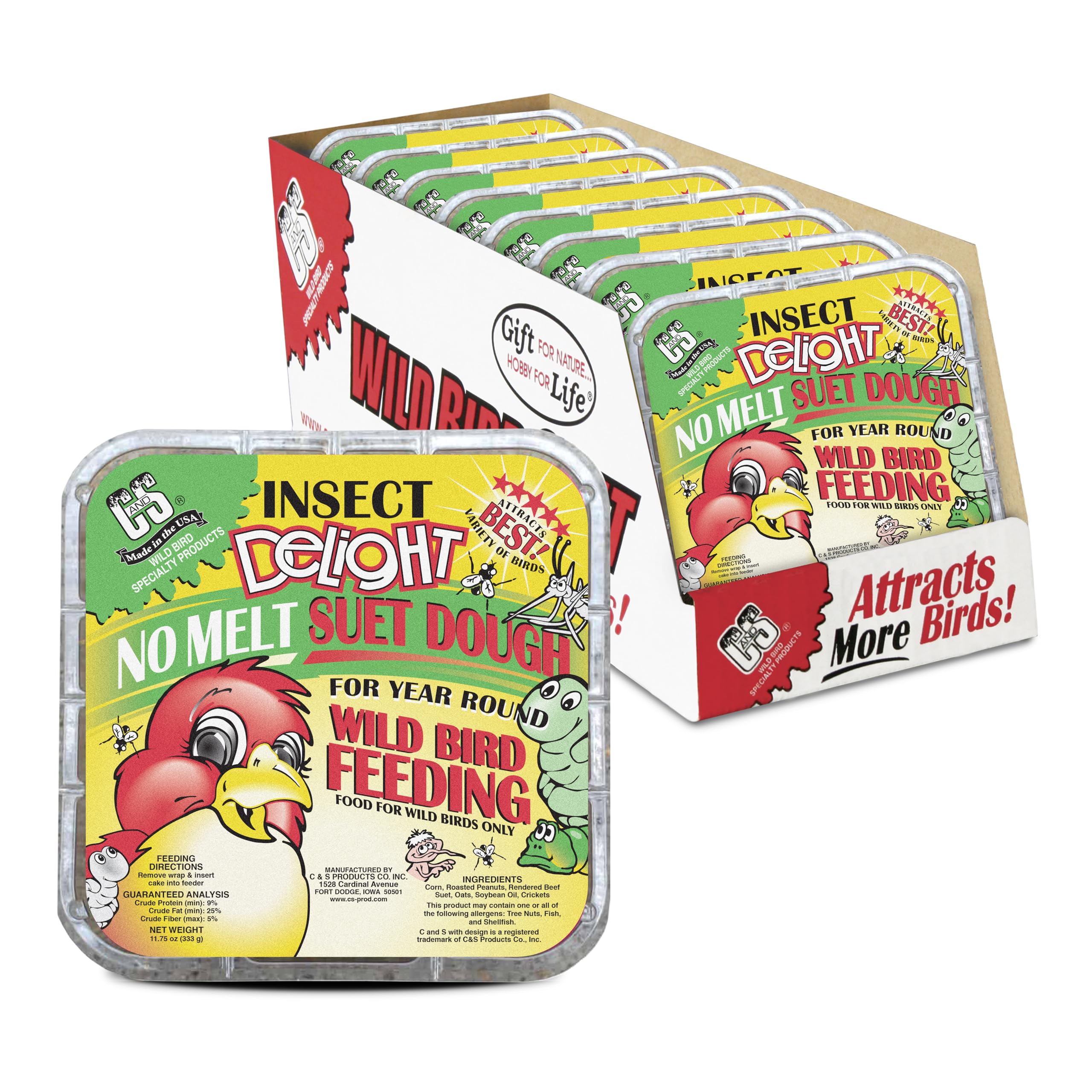C&amp;S Insect Delight No Melt Suet Dough, Suet Cakes for Wild Birds