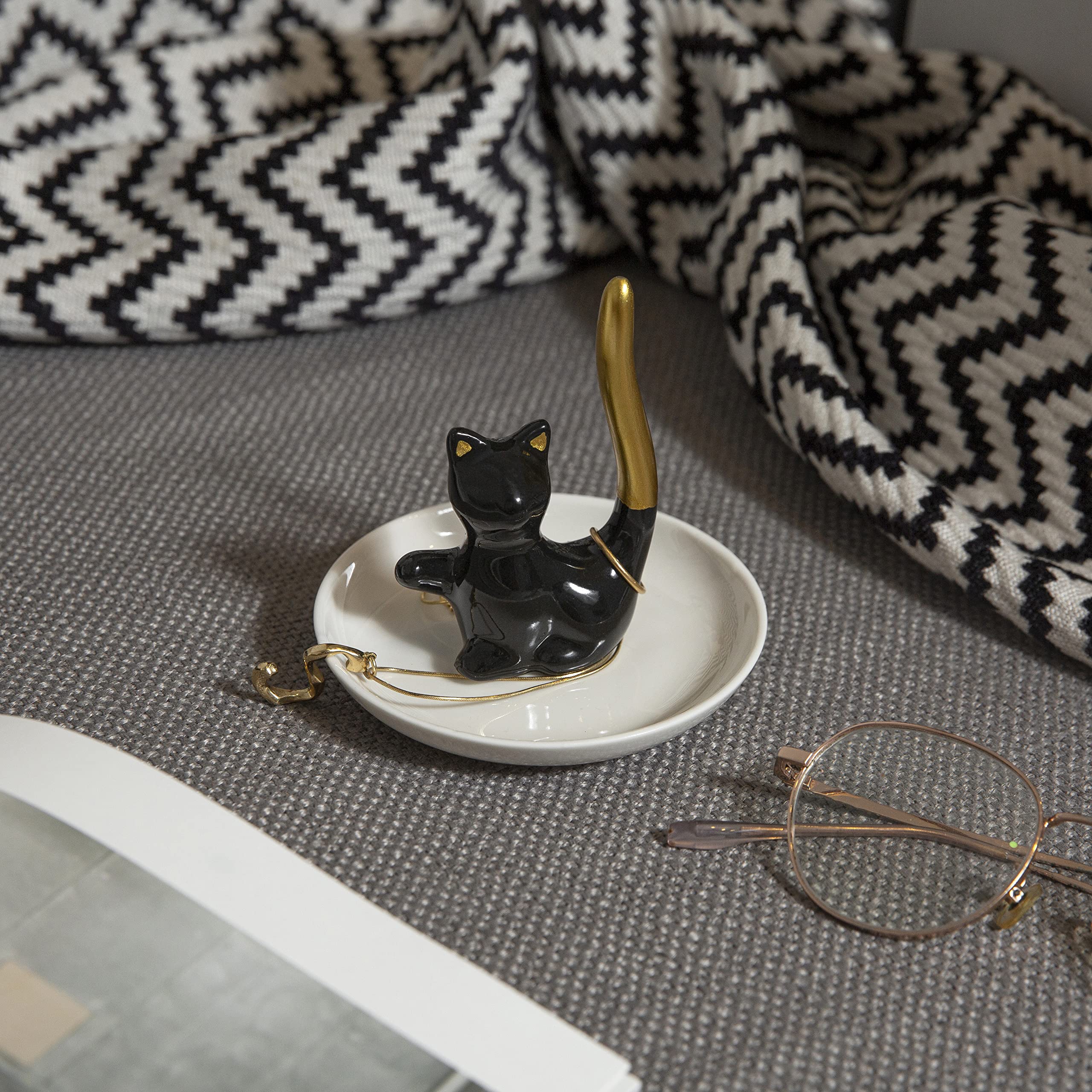 Portagioie A Forma Di Gatto In Ceramica, Set Da 2 Pezzi, Regalo Per Amanti Gatti, Colore Argento