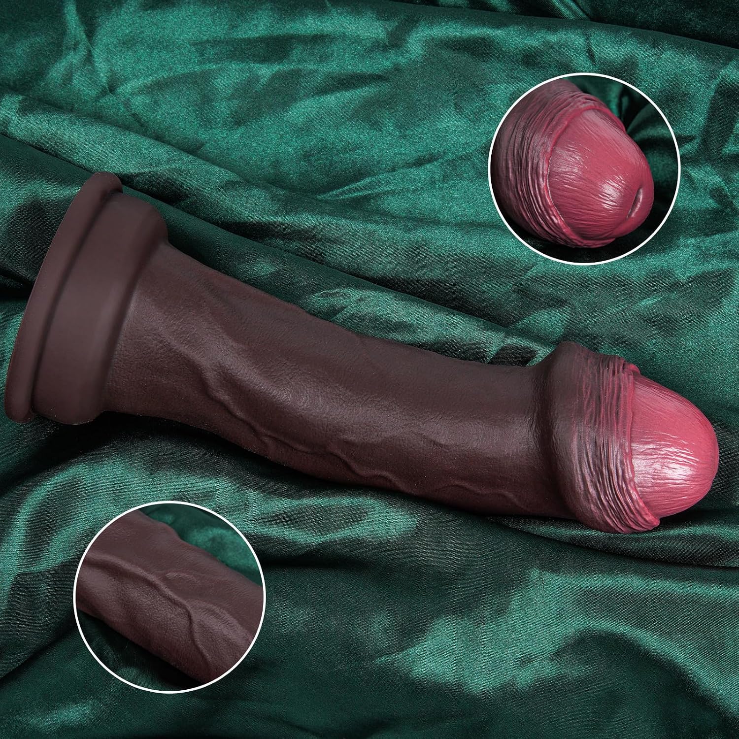8.7" Thick Realistic Big Head Dildo Silicone Anal Uncircumcised Dildo Black