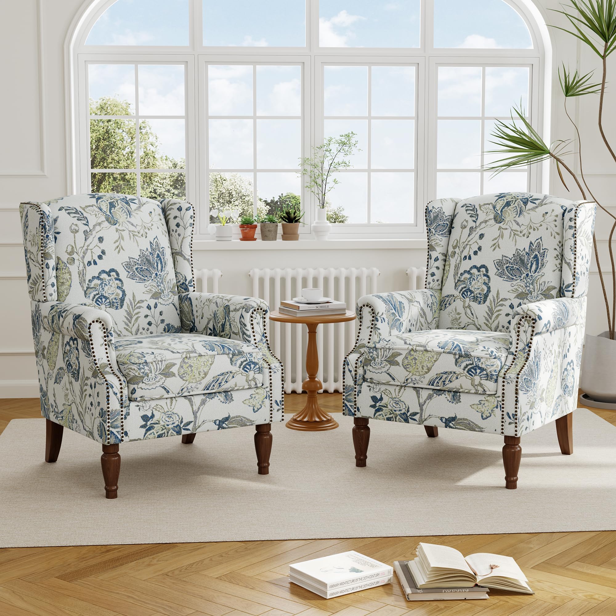 Dreamsida Floral Wingback Chair Set of 2