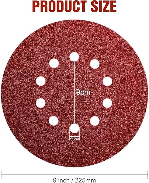 KONGMING 25 Piezas Disco Lija 225 mm Grano 40 10 Agujeros para Lijadora de Paredes Y Techos - 3