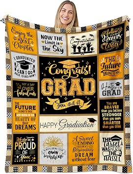 Graduation Gifts Blanket 50" X 60", Class of 2025 College Graduation Gifts for Women, Best Graduation Gifts Throw for Her/Him