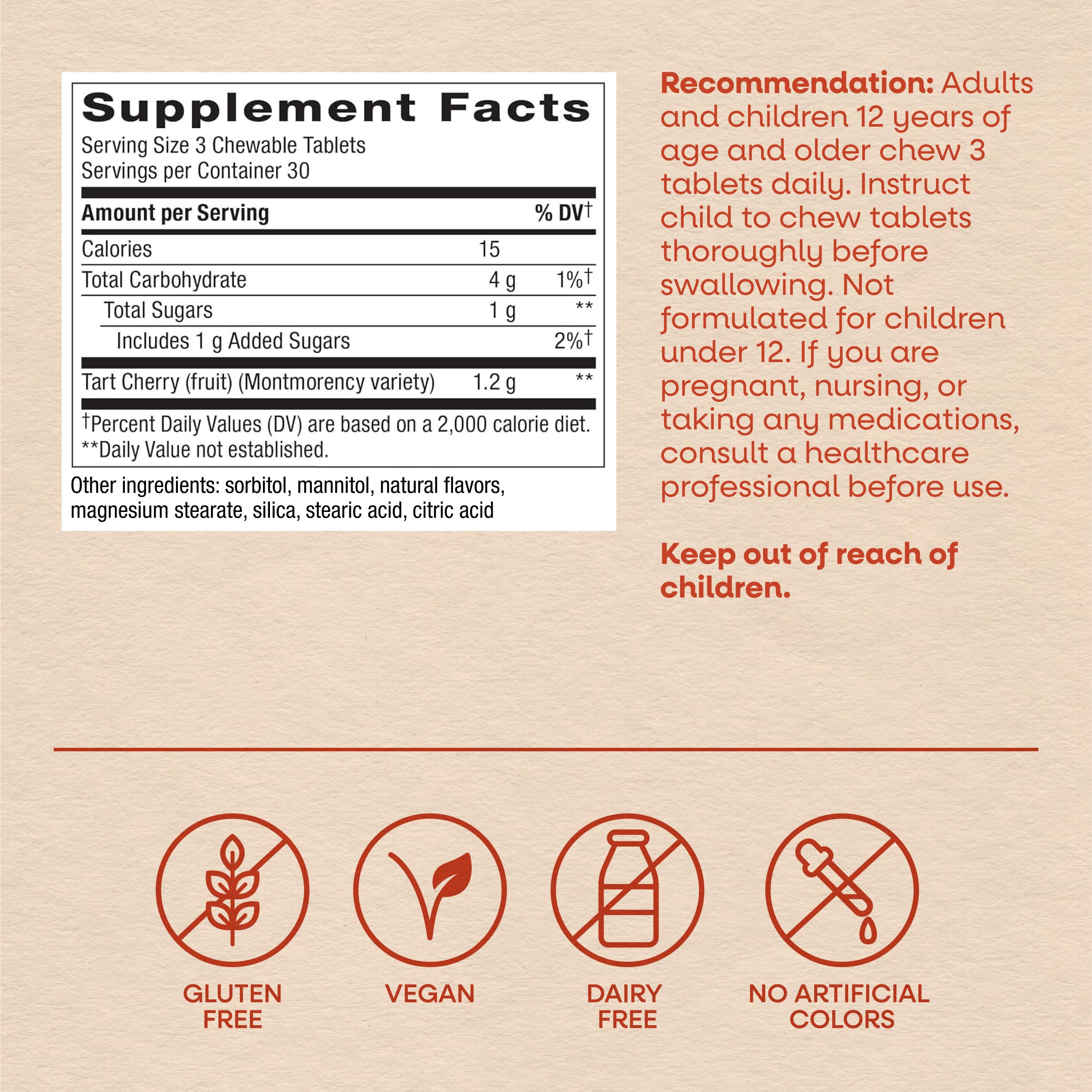 Nature's Way Tart Cherry Ultra Chewables, Antioxidant Support*, 90 ct — Amazon image 6