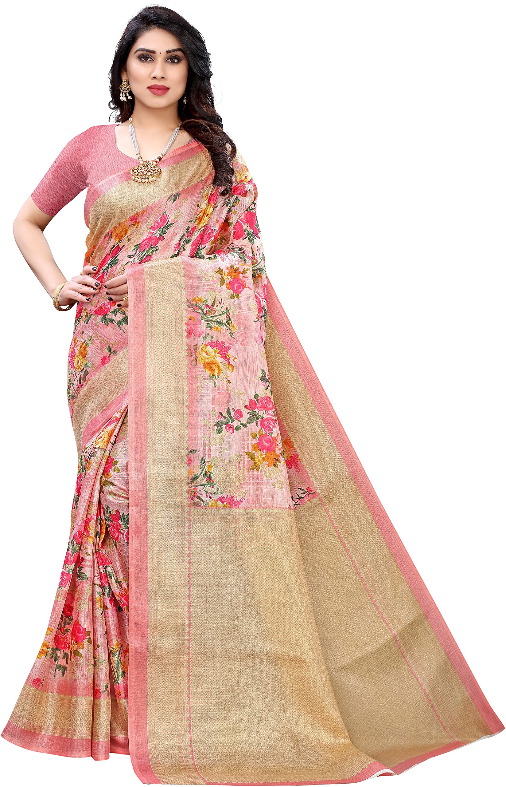 Riti Riwaz Printed Saree with Unstitched Blouse