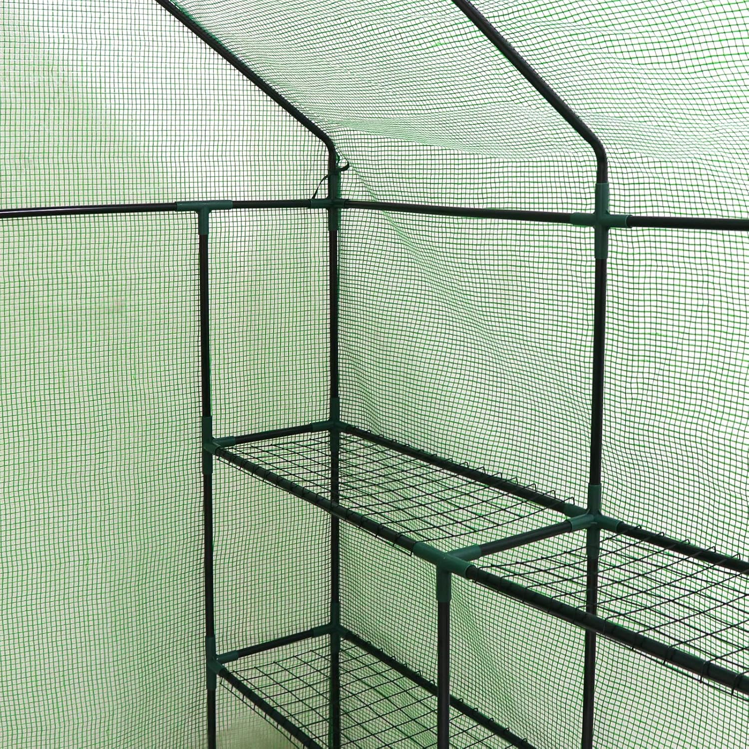 HomGarden HomGarden Greenhouse,57 x 57 x 76'' Greenhouses for Outdoors 3-Tier 8 Shelves Plant Flower Tent Lawn Patio Garden Plant Shelf Green House w/PE Cover and Zipper Door