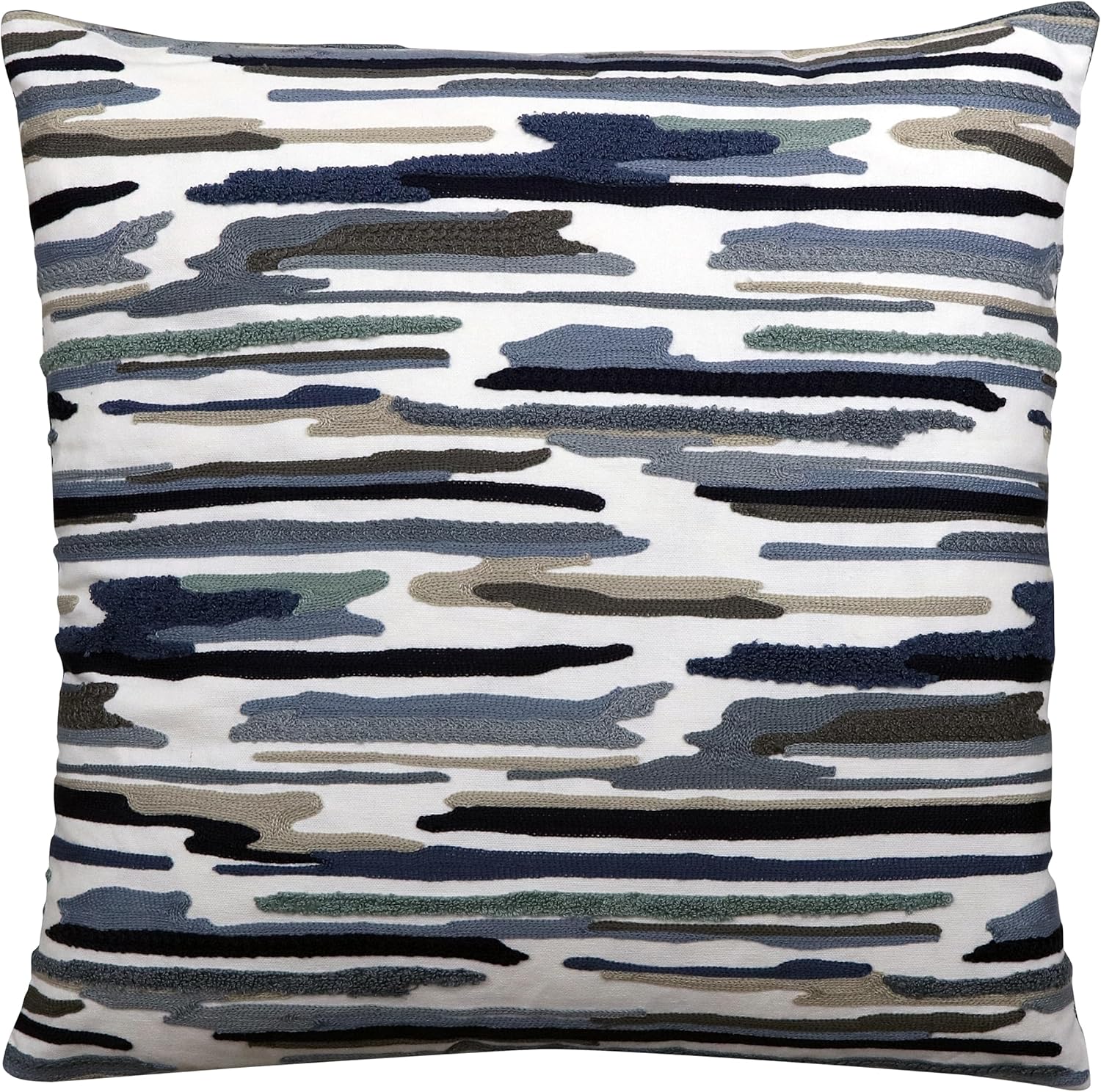 Riverbrook Home Zippered Cushion Cover Pillow with Removable Soft Angel Hair Filler, Parker Indigo - Blue, 22 x 22-Inch