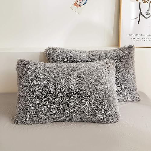 Miniatura 1 de XeGe Fundas de almohada de piel sintética, fundas de almohada de felpa ultra suaves, fundas de almohada decorativas de terciopelo de cristal