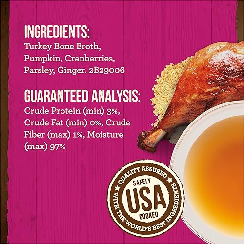 Miniatura 4 de Merrick Caldo de huesos sin granos, calidad humana premium y sin gluten, bolsas de comida para perros y gatos, Turquía, bolsa de 16 onzas