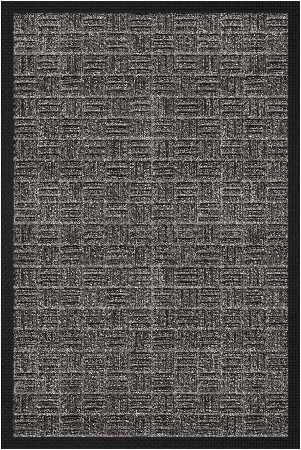 Ottomanson Easy Clean, Waterproof Non-Slip 2x3 Indoor/Outdoor Rubber Doormat, 24" x 36", Black Rubber Charcoal 2' x 3' (Rectangular)