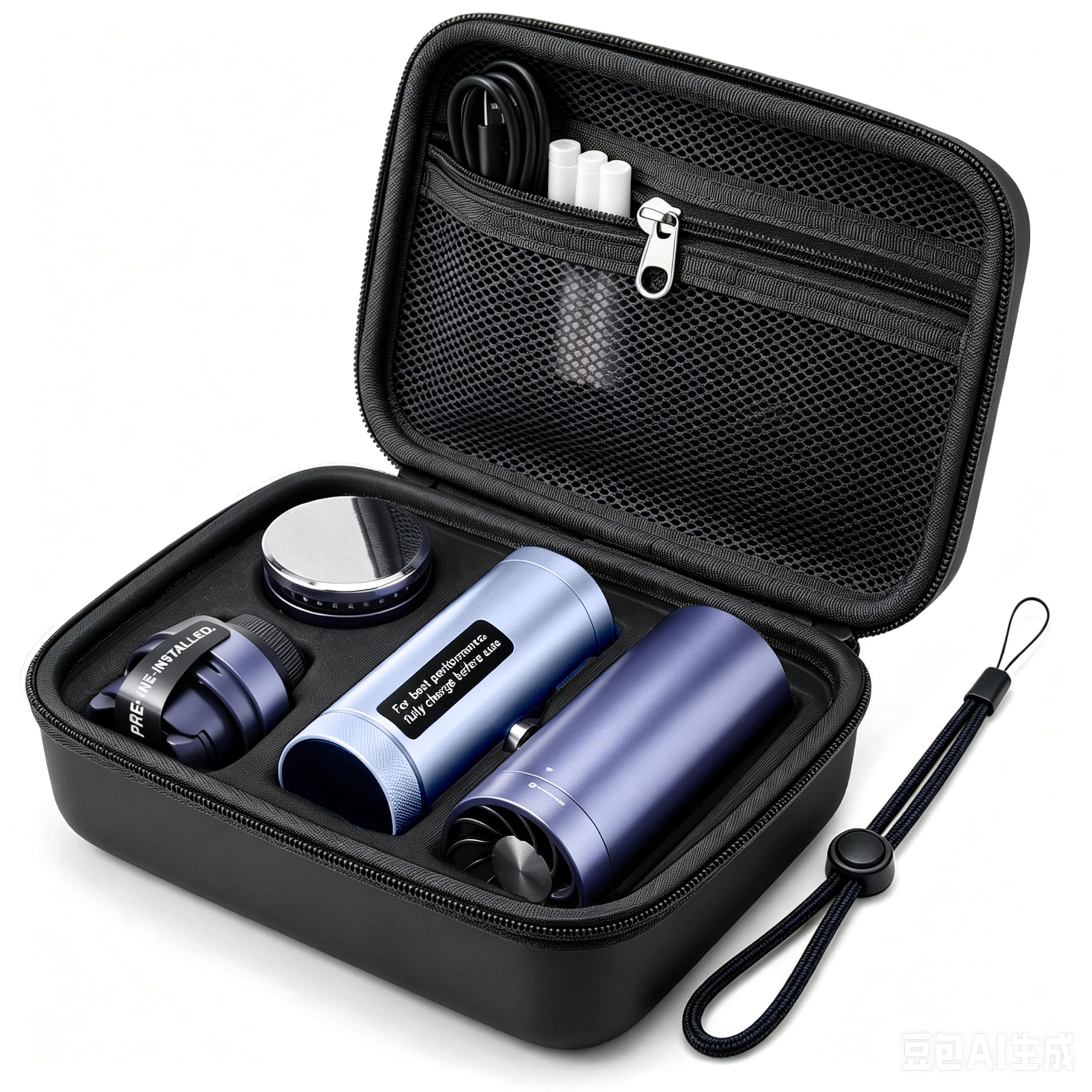 amiumuca Travel Case for SHARK ChillPill，Hard Shell Protective Storage Pouch with Carry Lanyard，Custom Design for SHARK ChillPill 3-in-1 Fan Mist & InstaChill System and Accessories (black)
