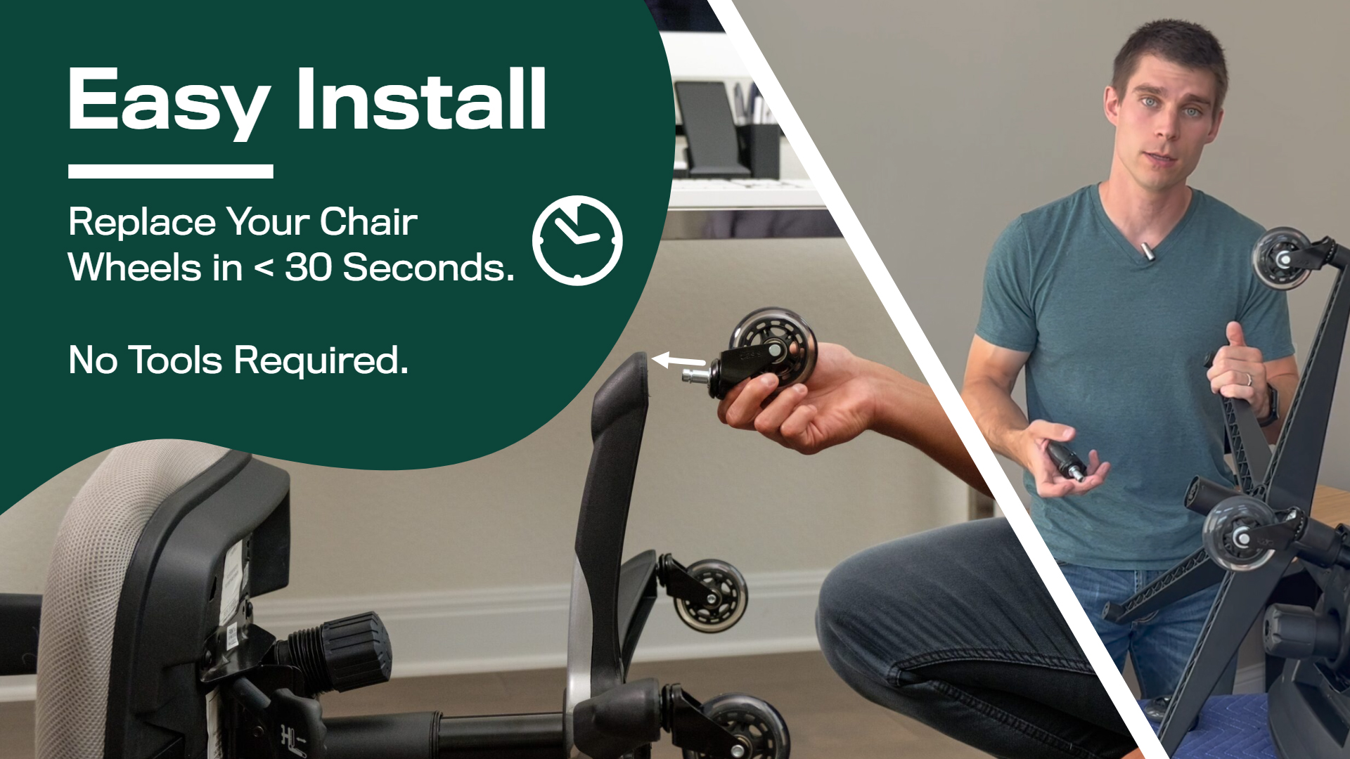 Easy Install Replace Office Chair Wheels in 15 Seconds