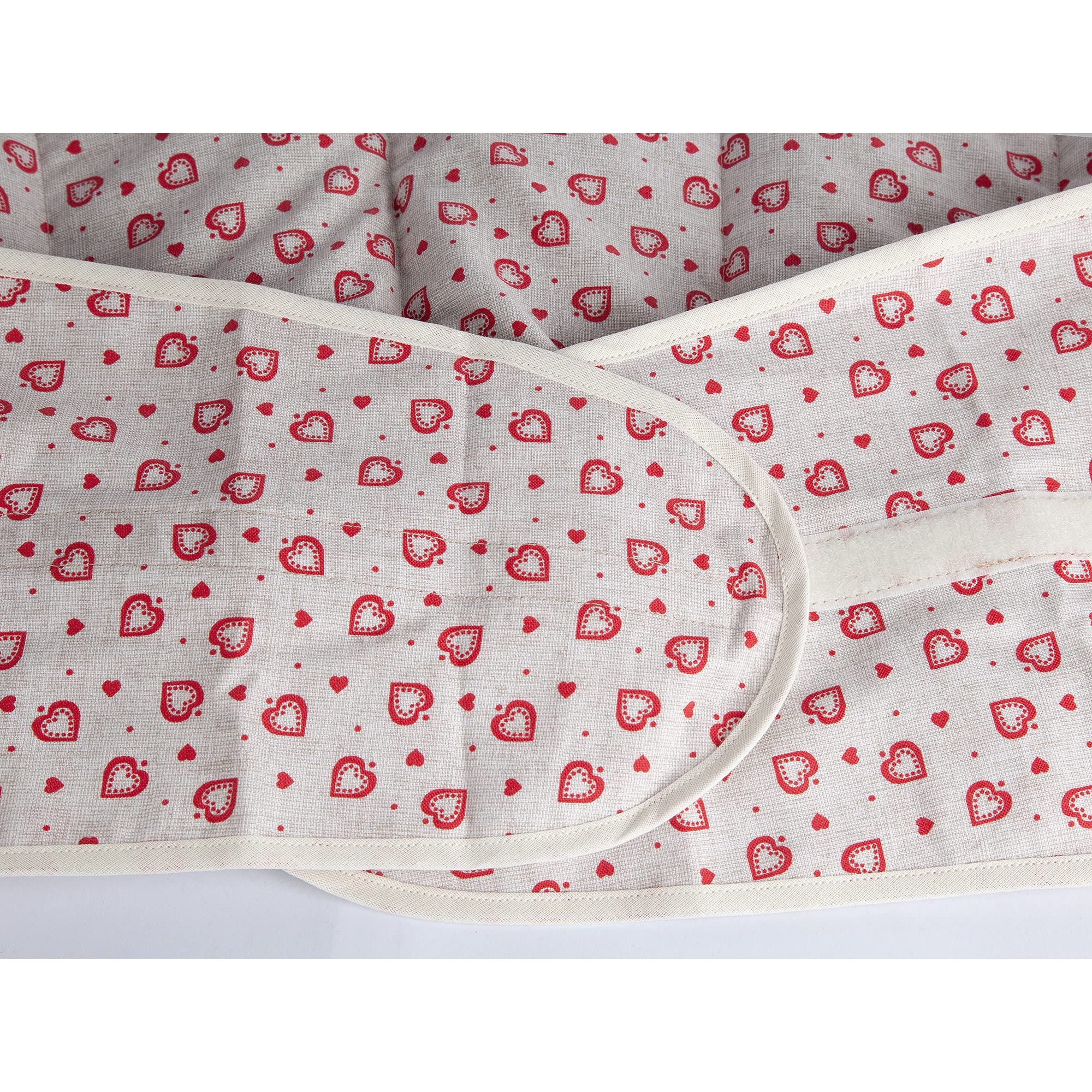 Coussin-ceinture aux graines de lin à sept compartiments avec fermeture à bande auto-agrippante - longueur environ 135cm - amour champêtre - Coussin thermique aux graines XXL - Ceinture-bouillotte