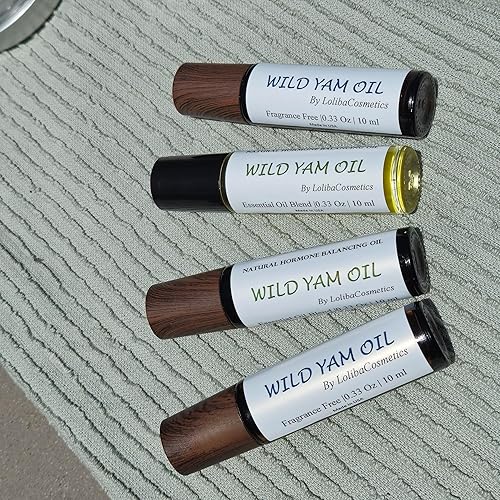 Miniatura 4 de Aceite de ñame salvaje, botella enrollable de 0.35 oz0.3 fl oz, crema de ñame silvestre, aceite de equilibrio natural, sin fragancia (0.014 in, sin