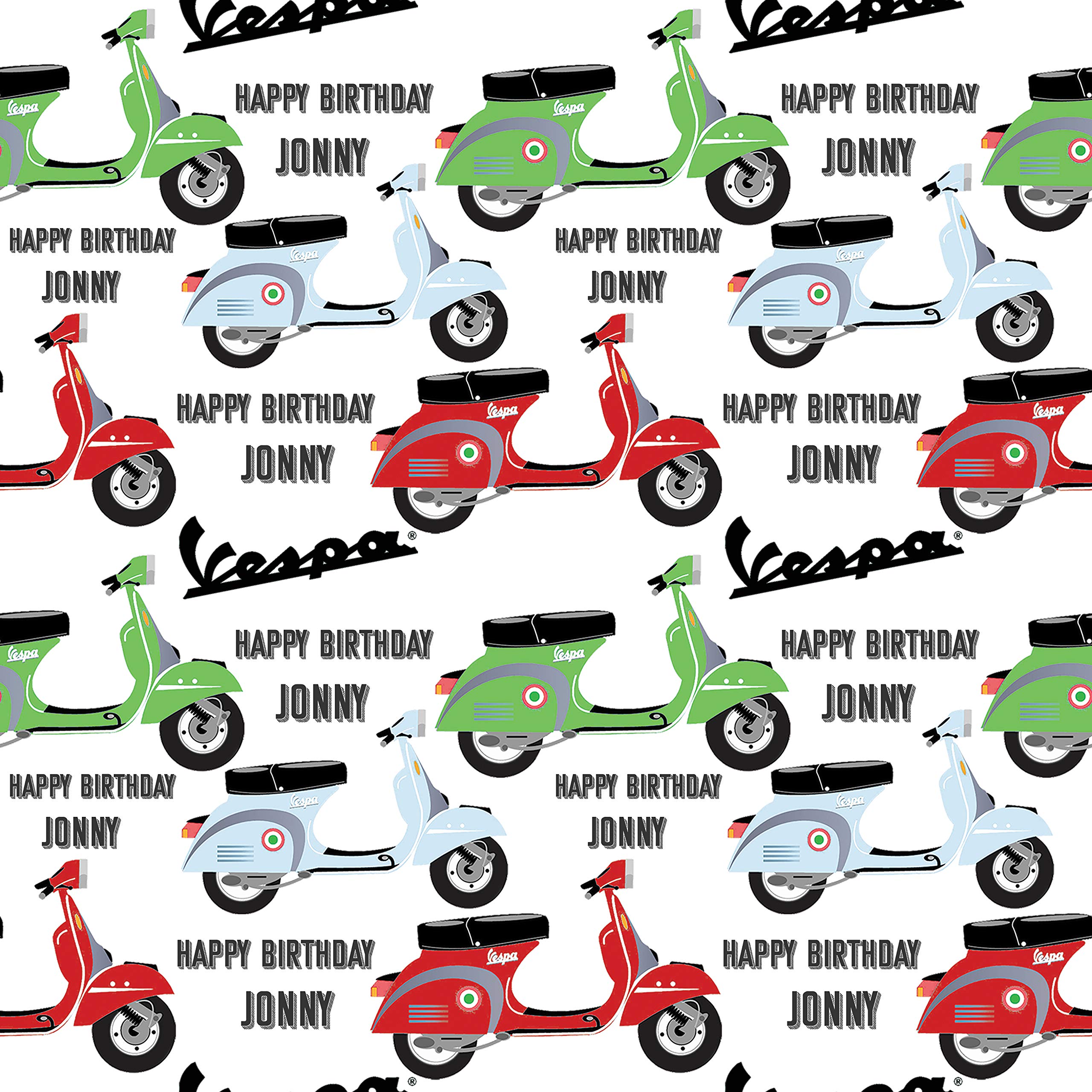 Scooter Mod Personalised Birthday Gift Wrap with 2 Tags - 100% Recyclable