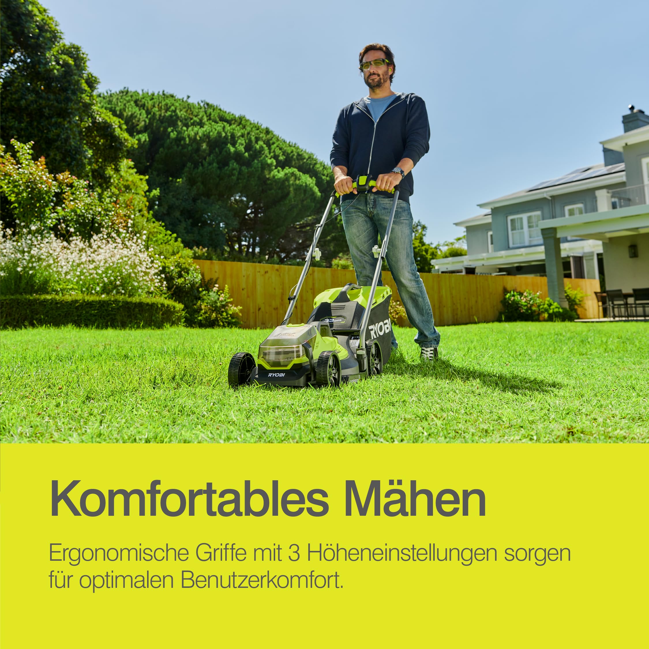 RYOBI 18 V ONE+ Akku-Rasenmäher OLM1833B, 33 cm Schnittbreite